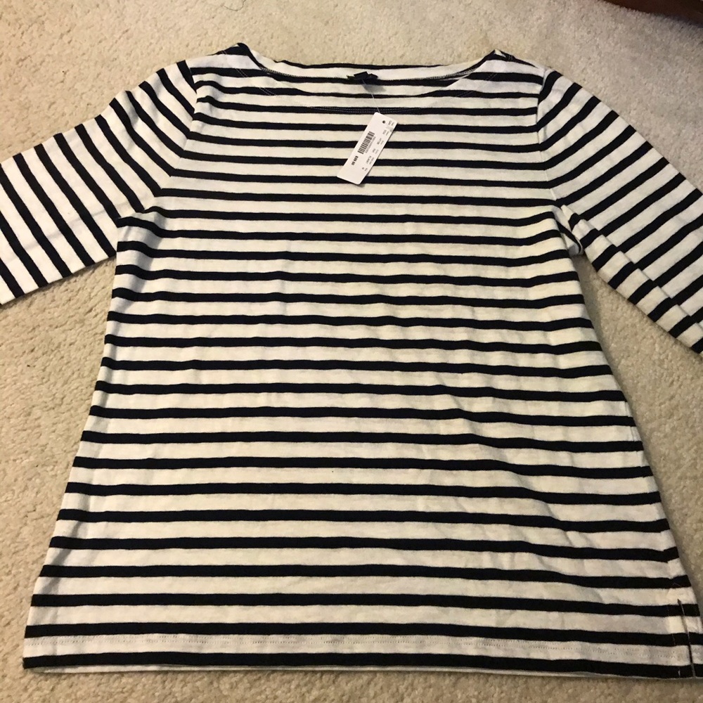 J. Crew boatneck shirt navy and white stripe NWT
